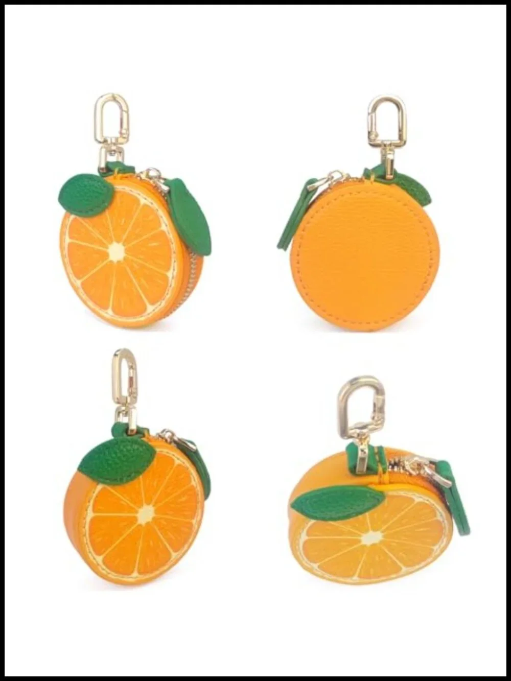 Fruit Shaped Faux Leather Coin Purse Keychain Mini Bag Charm Airtag Holder for